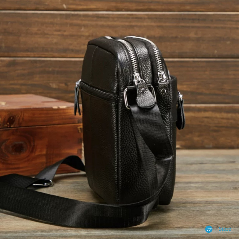 Чоловіча шкіряна сумка планшет 18х21х7, барсетка через плече Tiding Bag LA3314-1BL чорна