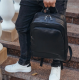 Чоловічий рюкзак шкіряний міський для ноутбука 28х40х14, сумка на спину для студента Tiding Bag , чорна