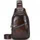 Чоловічий шкіряний слінг на одне плече 18х32х7, сумка-бананка для міста TIDING BAG 62867 коричнева