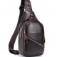 Чоловічий шкіряний рюкзак на одне плече 18х32х7, сумка-слінг для міста TIDING BAG MK03983 коричнева
