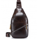 Чоловічий шкіряний рюкзак на одне плече 18х32х7, сумка-слінг для міста TIDING BAG MK03983 коричнева