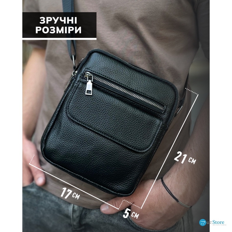Сумка чоловіча через плече 17х21х5, барсетка для навчання, месенджер для телефону Tiding Bag IT-73302 чорна
