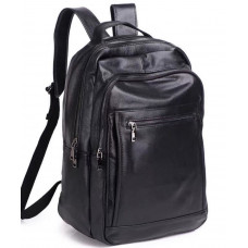 Шкіряна чоловіча сумка наплічна для ноутбука та поїздок 28х42х18, рюкзак для роботи Tiding Bag D3-9343, чорний