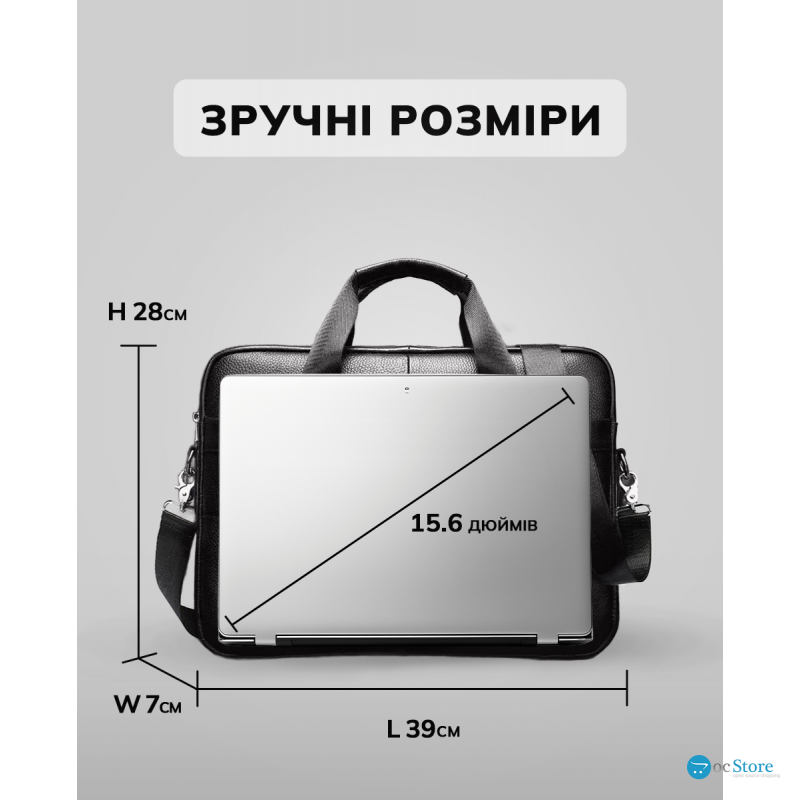 Чоловіча шкіряна сумка для ноутбука та документів 39х28х8, портфель для міста Tiding Bag RD-23134 чорний