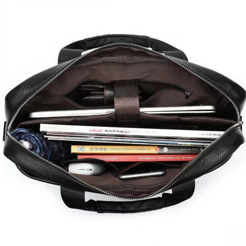 Чоловіча шкіряна сумка для ноутбука та документів 39х28х8, портфель для міста Tiding Bag RD-23134 чорний
