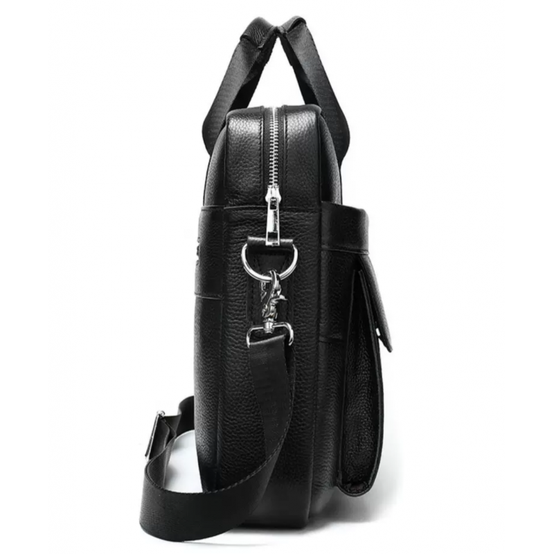 Чоловіча шкіряна сумка для ноутбука та документів 39х28х8, портфель для міста Tiding Bag RD-23134 чорний