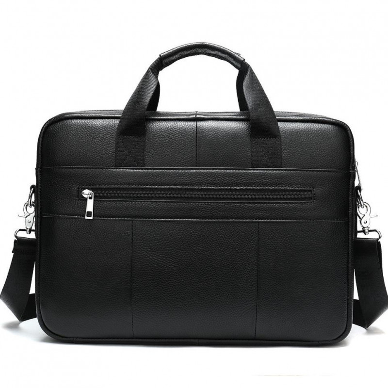 Чоловіча шкіряна сумка для ноутбука та документів 39х28х8, портфель для міста Tiding Bag RD-23134 чорний