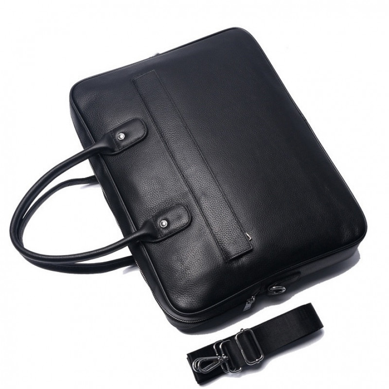 Шкіряна чоловіча сумка для ноутбука 40х30х8, офісний діловий портфель Tiding Bag M364A чорний