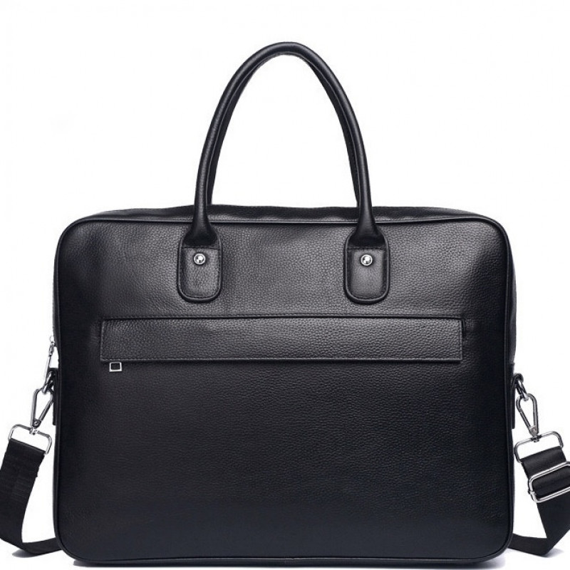 Шкіряна чоловіча сумка для ноутбука 40х30х8, офісний діловий портфель Tiding Bag M364A чорний