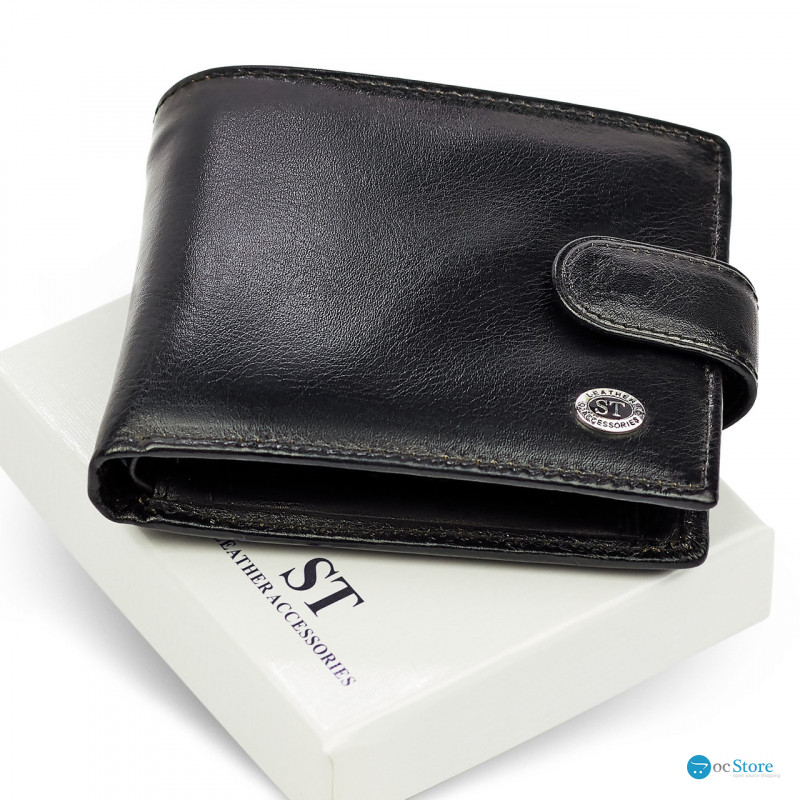 Чоловіче портмоне з натуральної шкіри ST Leather В104 Чорний