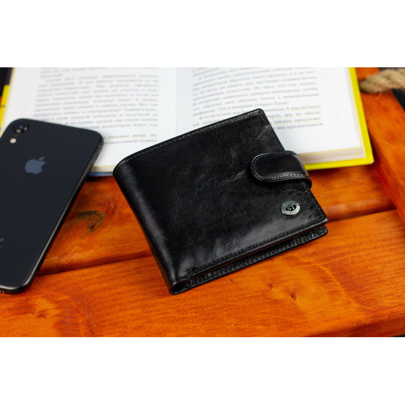 Чоловіче портмоне з натуральної шкіри ST Leather В104 Чорний