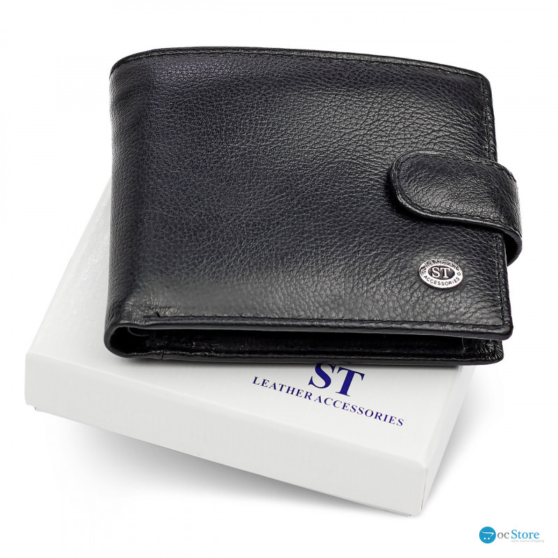 Класичне чоловіче портмоне з натуральної шкіри ST Leather ST102 Чорний