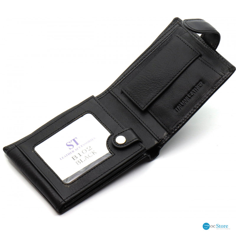 Класичне чоловіче портмоне з натуральної шкіри ST Leather ST102 Чорний