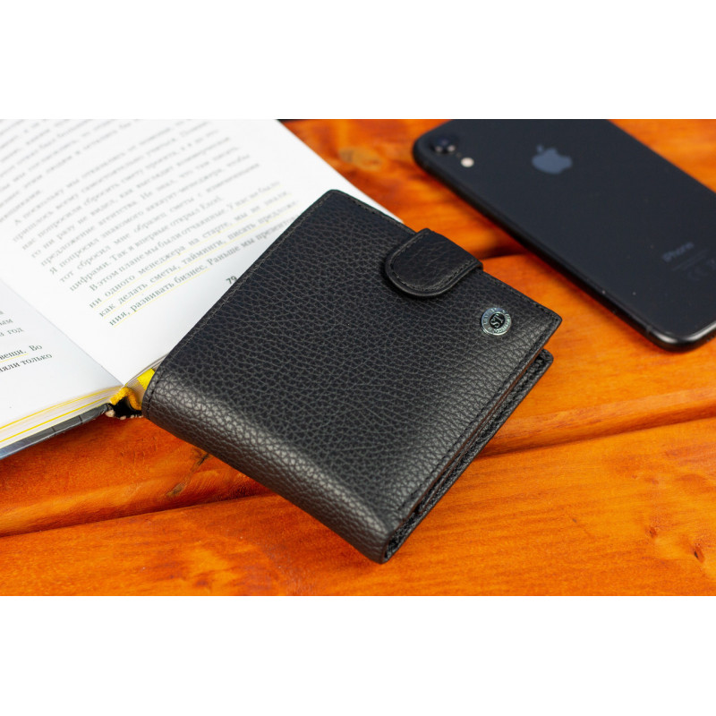 Класичне чоловіче портмоне з натуральної шкіри ST Leather ST102 Чорний