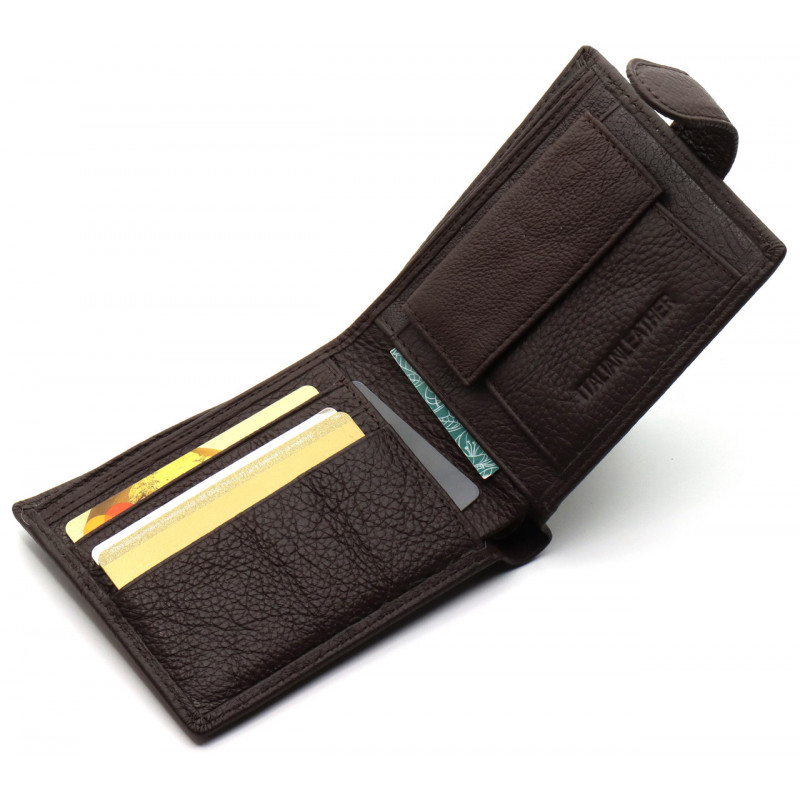 Шкіряне чоловіче портмоне на кнопці ST Leather ST104 Коричневе