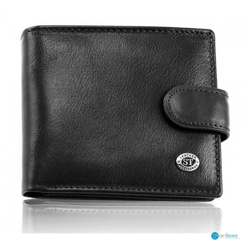 Класичне чоловіче портмоне з натуральної шкіри ST Leather В102 Чорний