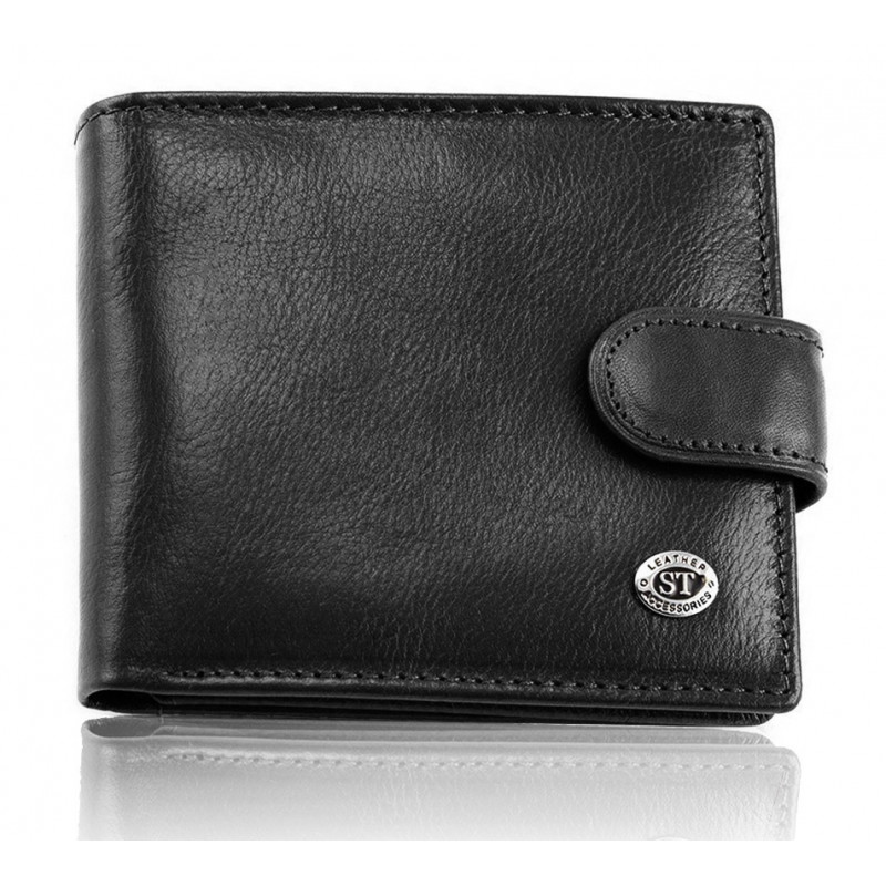 Класичне чоловіче портмоне з натуральної шкіри ST Leather В102 Чорний