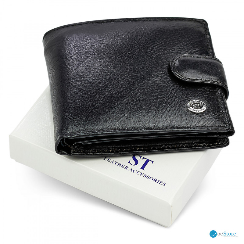 Класичне чоловіче портмоне з натуральної шкіри ST Leather В102 Чорний