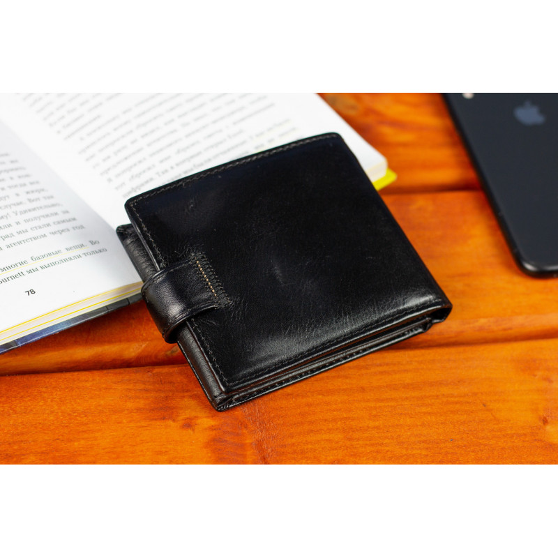 Класичне чоловіче портмоне з натуральної шкіри ST Leather В102 Чорний