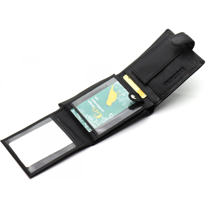 Класичне чоловіче портмоне з натуральної шкіри ST Leather В102 Чорний