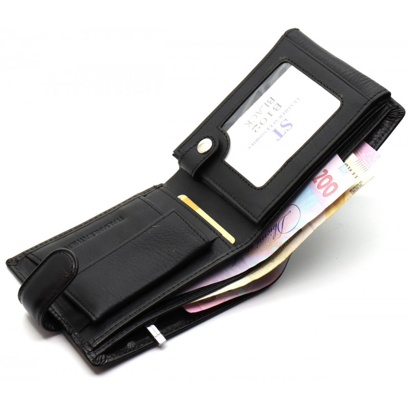 Класичне чоловіче портмоне з натуральної шкіри ST Leather В102 Чорний