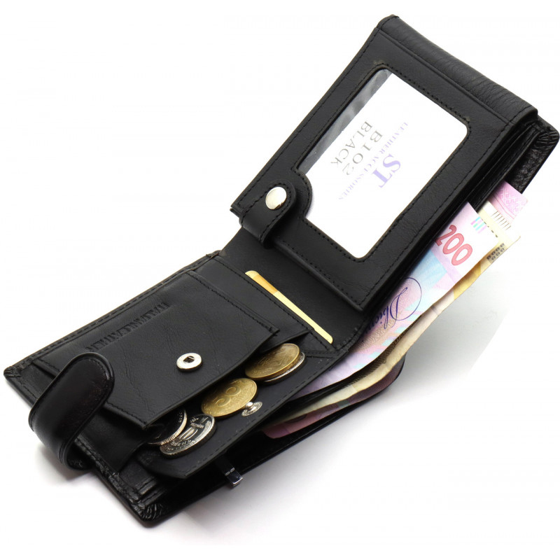 Класичне чоловіче портмоне з натуральної шкіри ST Leather В102 Чорний