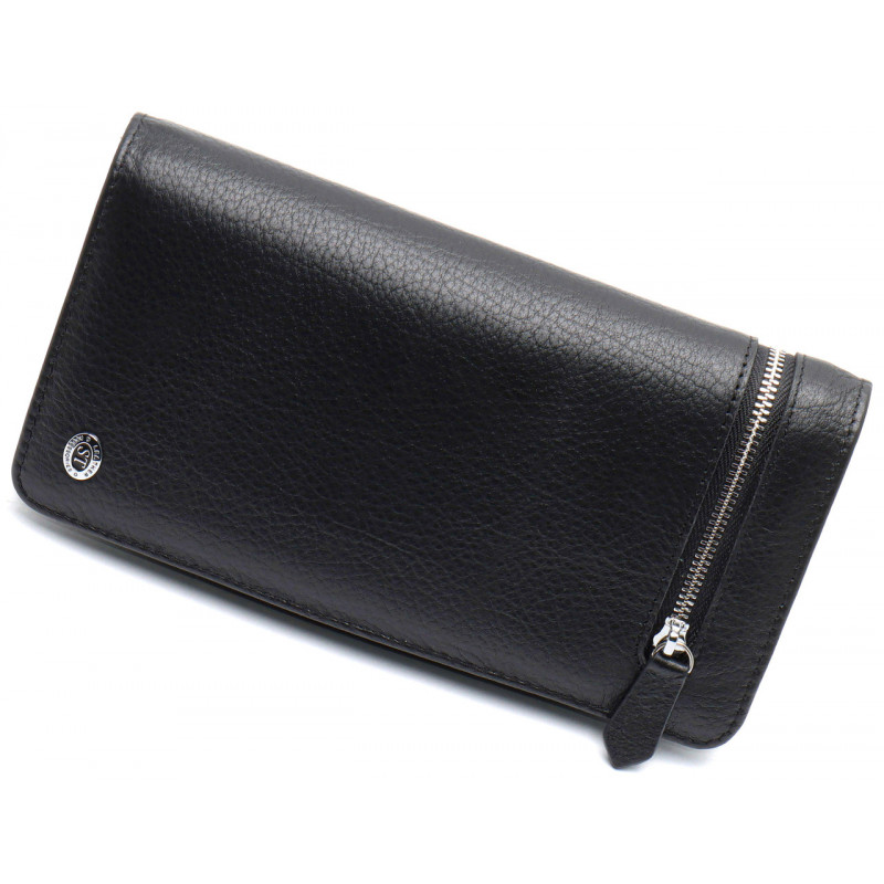 Чорний багатофункціональний чоловічий гаманець з натуральної шкіри МС291
