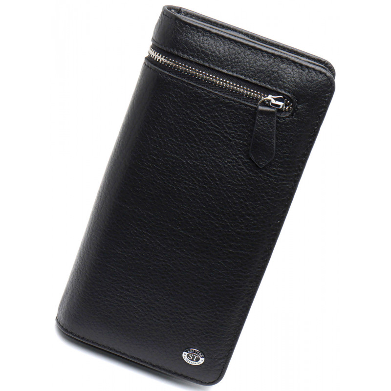 Чорний багатофункціональний чоловічий гаманець з натуральної шкіри МС291