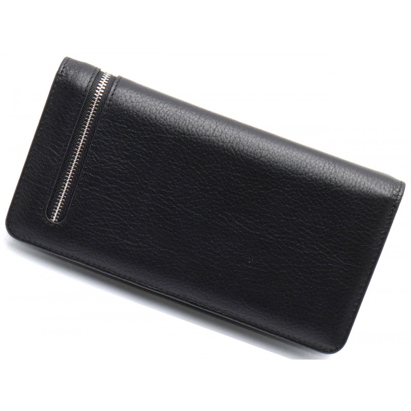 Чорний багатофункціональний чоловічий гаманець з натуральної шкіри МС291