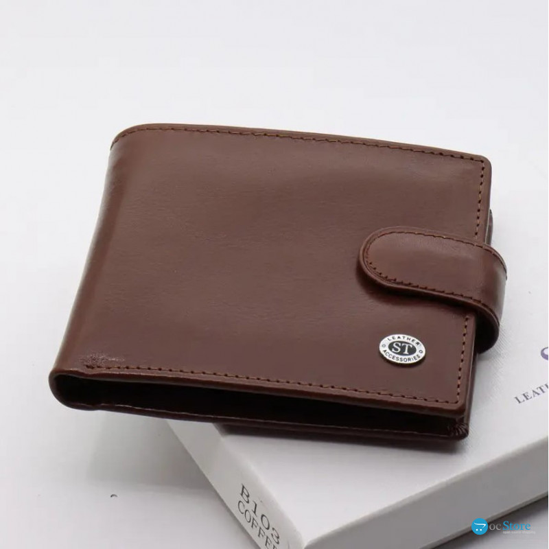 Коричневе чоловіче портмоне з натуральної шкіри з фіксацією ST Leather ST103