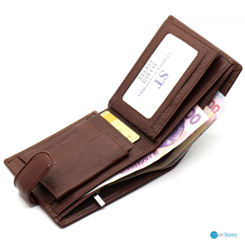 Коричневе чоловіче портмоне з натуральної шкіри з фіксацією ST Leather ST103