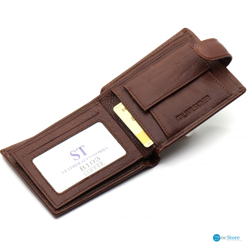 Коричневе чоловіче портмоне з натуральної шкіри з фіксацією ST Leather ST103