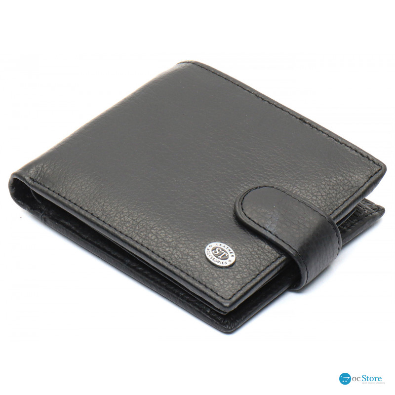 Чорне чоловіче портмоне з натуральної шкіри з фіксацією ST Leather ST103