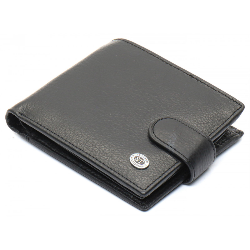 Чорне чоловіче портмоне з натуральної шкіри з фіксацією ST Leather ST103