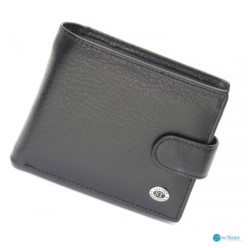 Чорне чоловіче портмоне з натуральної шкіри з фіксацією ST Leather ST103