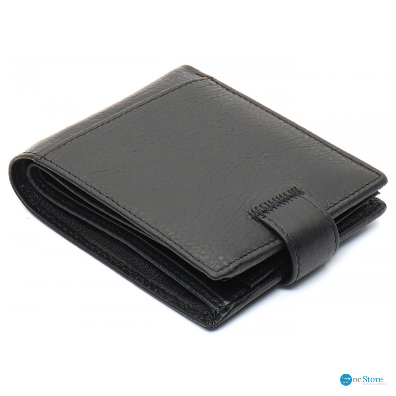 Чорне чоловіче портмоне з натуральної шкіри з фіксацією ST Leather ST103