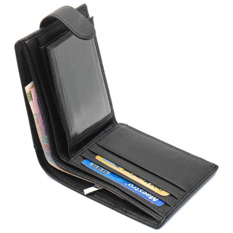 Чорне чоловіче портмоне з натуральної шкіри з фіксацією ST Leather ST103