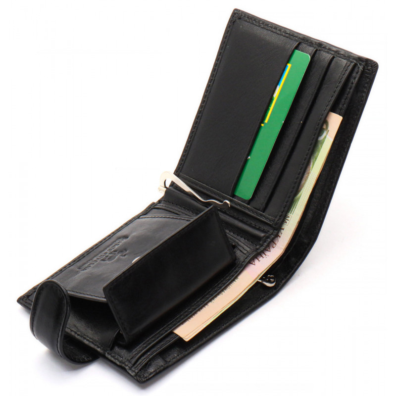 Чорне шкіряне чоловіче портмоне із затискачем для грошей Marco Coverna MC-2006H-1