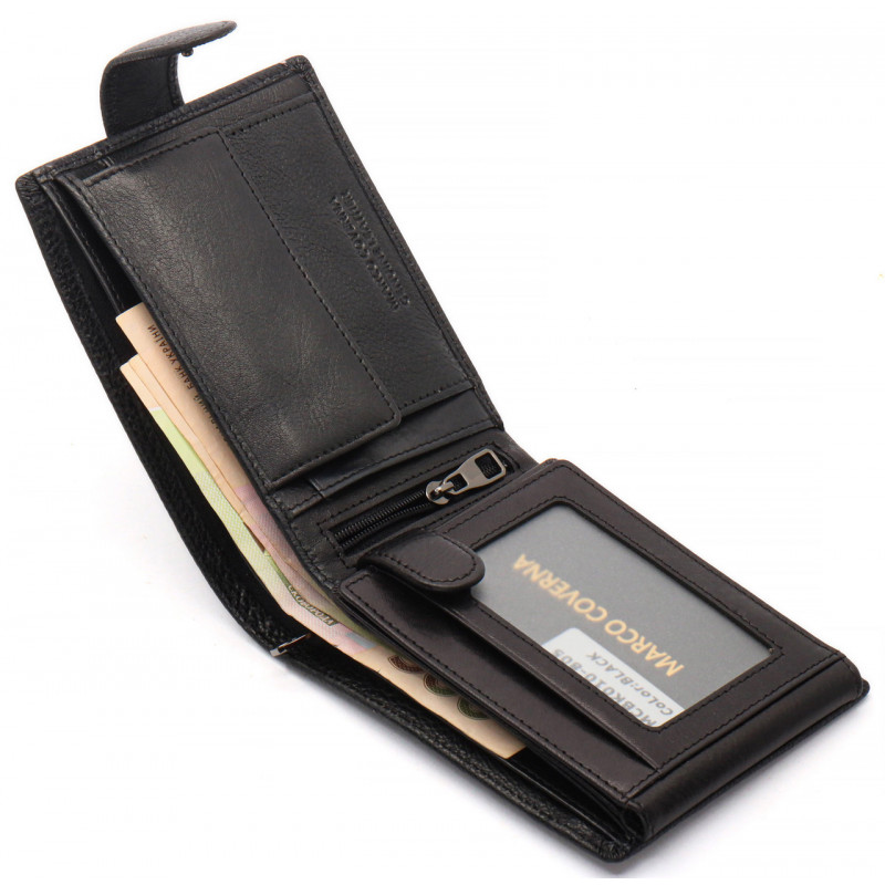 Чорне шкіряне портмоне з відділом для документів Marco Coverna MCBK10-805