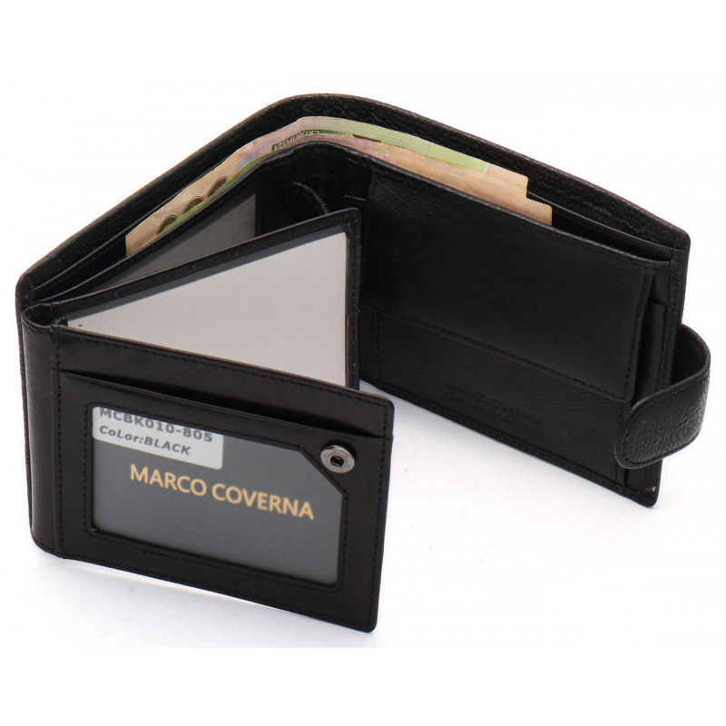 Чорне шкіряне портмоне з відділом для документів Marco Coverna MCBK10-805