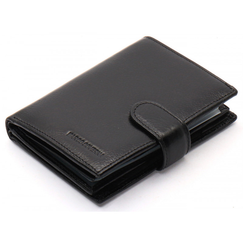 Чорне чоловіче портмоне з натуральної шкіри з відділенням під автодокументи Marco Coverna MC-2090H-1