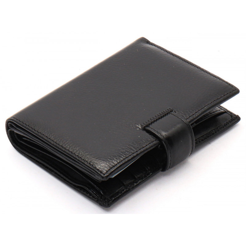 Чорне чоловіче портмоне з натуральної шкіри з відділенням під автодокументи Marco Coverna MC-2090H-1