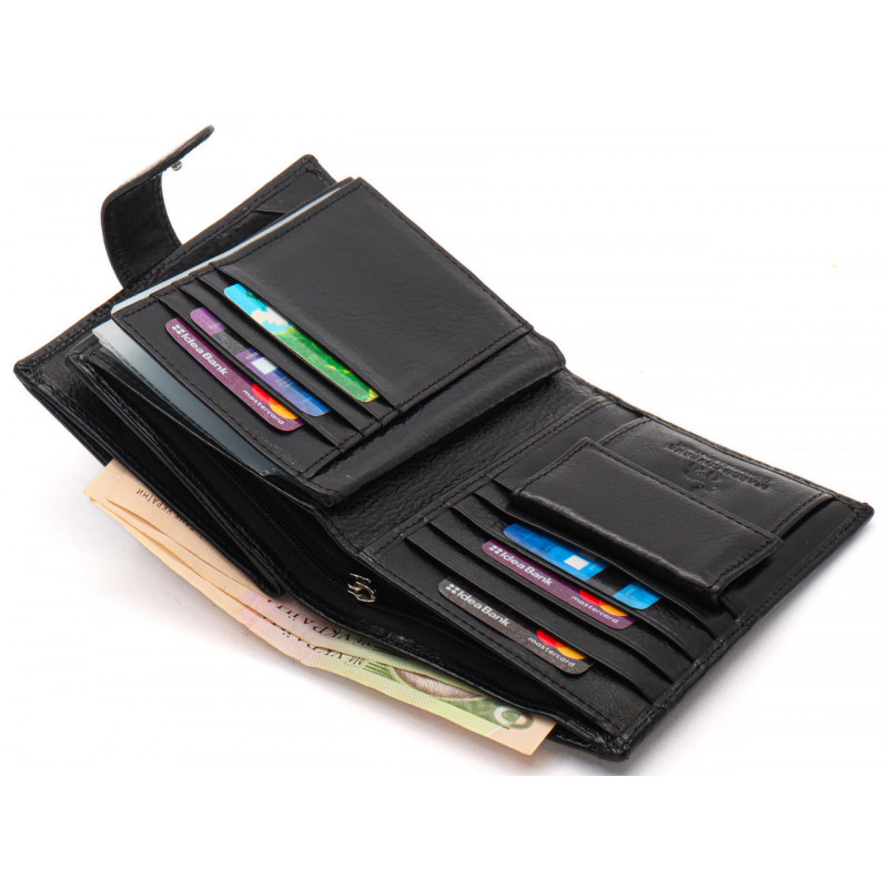 Чорне чоловіче портмоне з натуральної шкіри з відділенням під автодокументи Marco Coverna MC-2090H-1