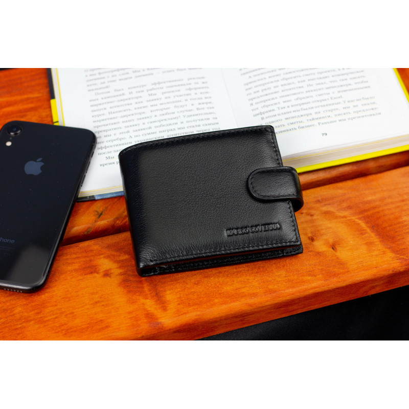 Чорне класичне портмоне з натуральної шкіри Marco Coverna MC-2003-1