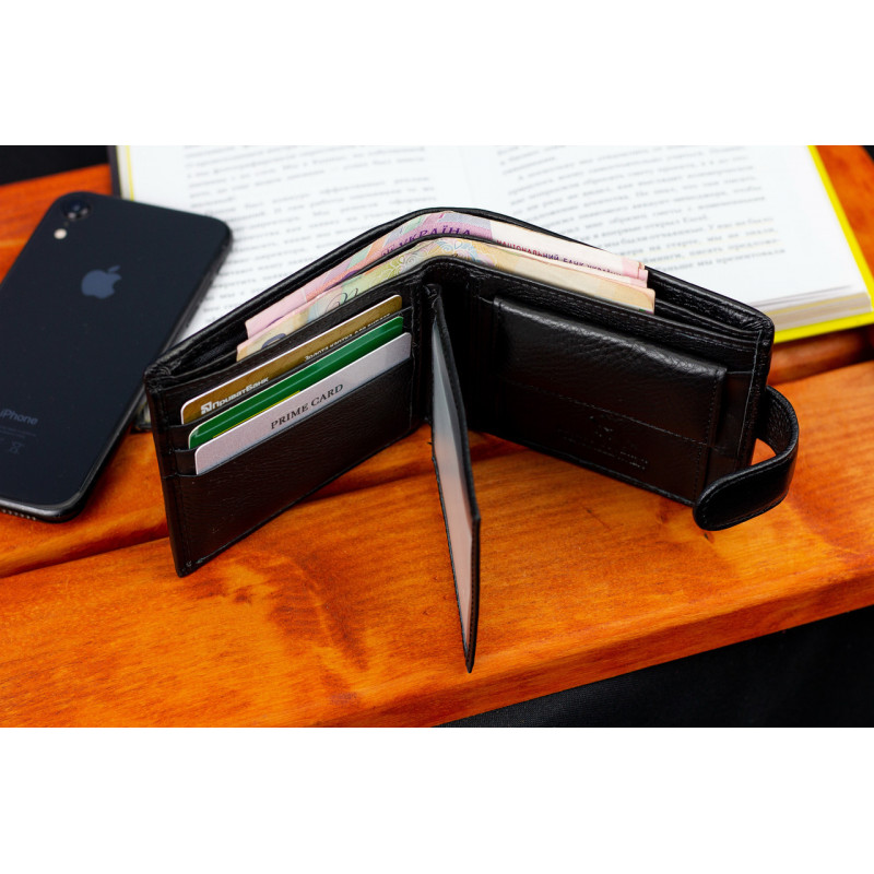 Чорне класичне портмоне з натуральної шкіри Marco Coverna MC-2003-1