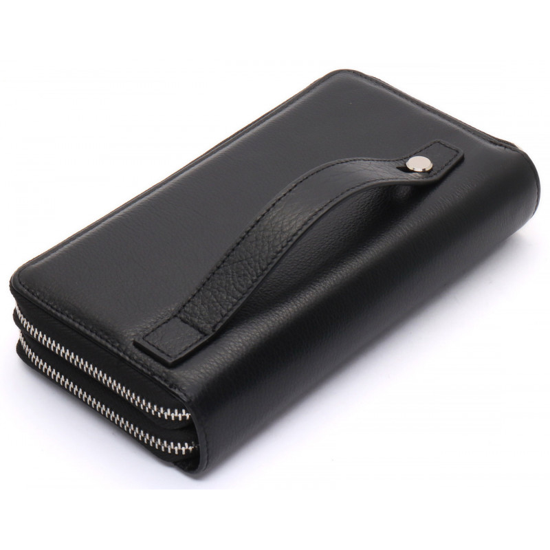 Чорний чоловічий клатч на дві блискавки з натуральної шкіри Marco Coverna MC-801-1