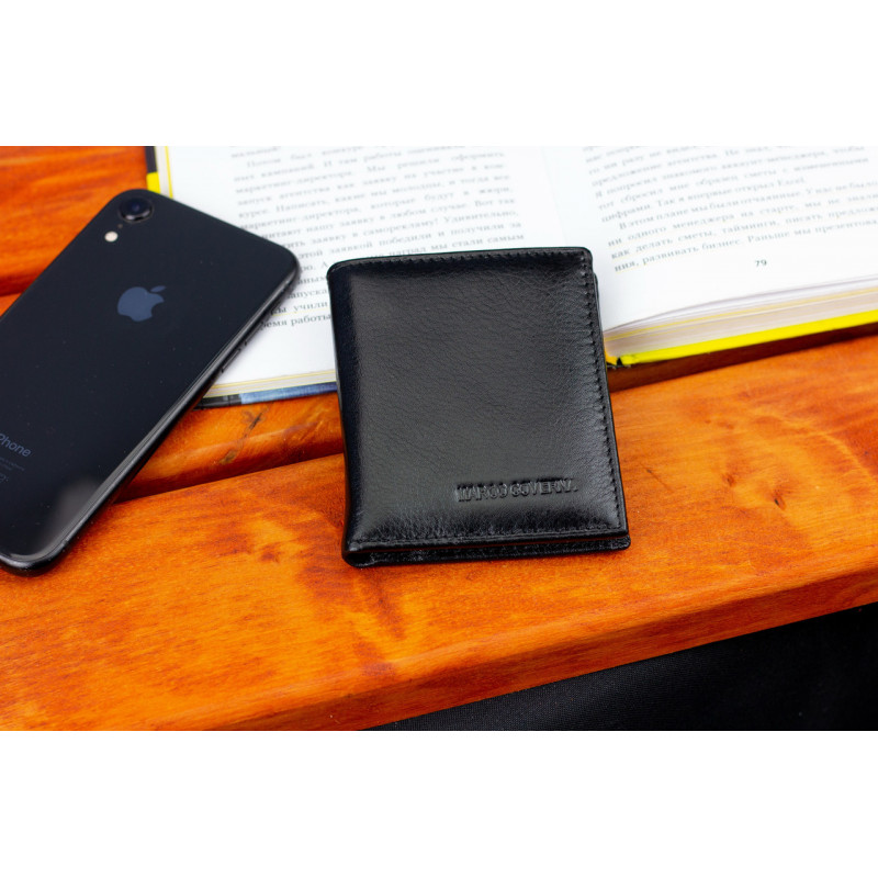 Чорне маленьке портмоне на магніті з затискачем MARCO COVERNA MC-101Н-1