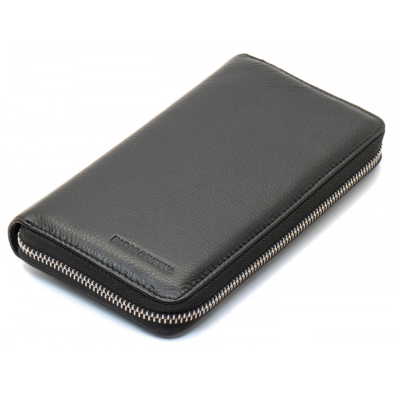 Чорний чоловічий гаманець-клатч на блискавці з натуральної шкіри Marco Coverna MC-802-1