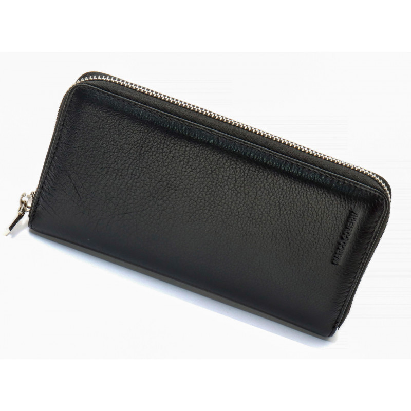 Чорний чоловічий гаманець-клатч на блискавці з натуральної шкіри Marco Coverna MC-802-1