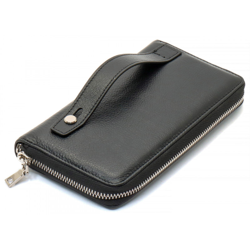 Чорний чоловічий гаманець-клатч на блискавці з натуральної шкіри Marco Coverna MC-802-1